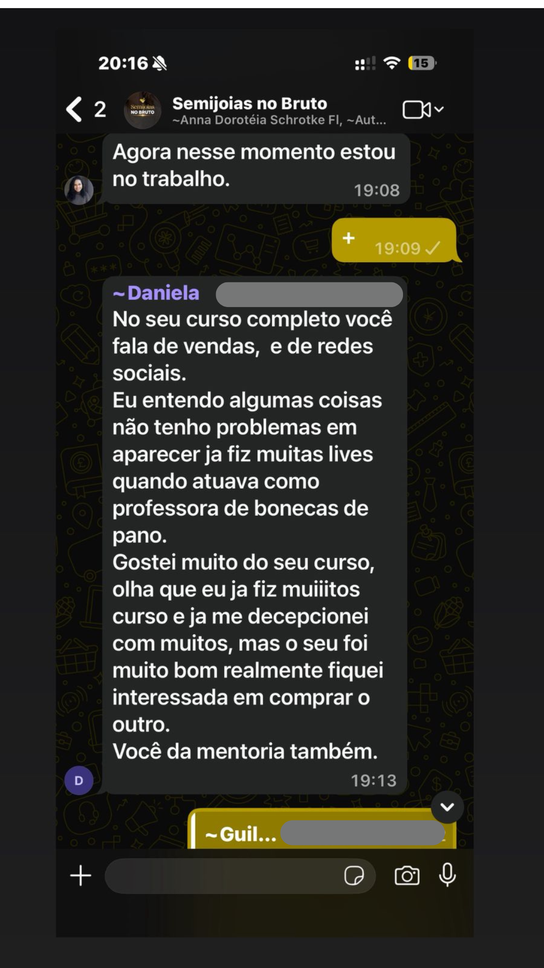 Depoimento de aluna 2